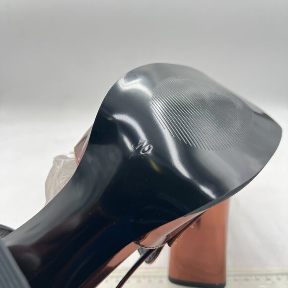 FOWT Brown Platform Square Toe Loafers Chunky High Heel Slingback Slip on Pumps - Picture 6 of 8